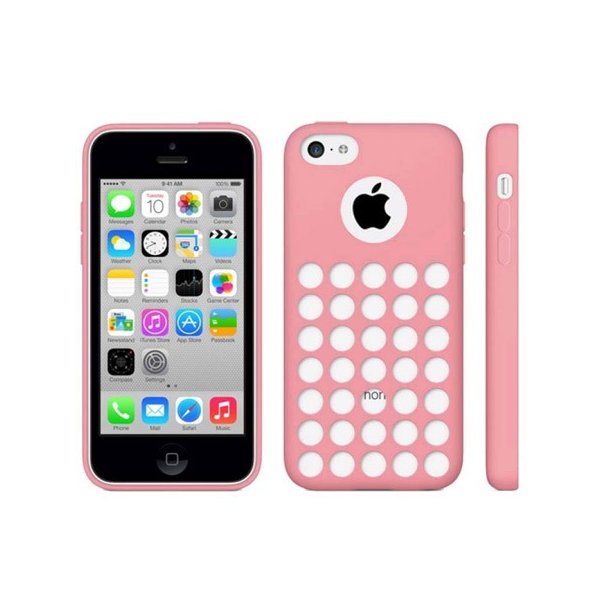 CUSTODIA GEL TPU SILICONE CON FORI per APPLE IPHONE 5c COLORE ROSA