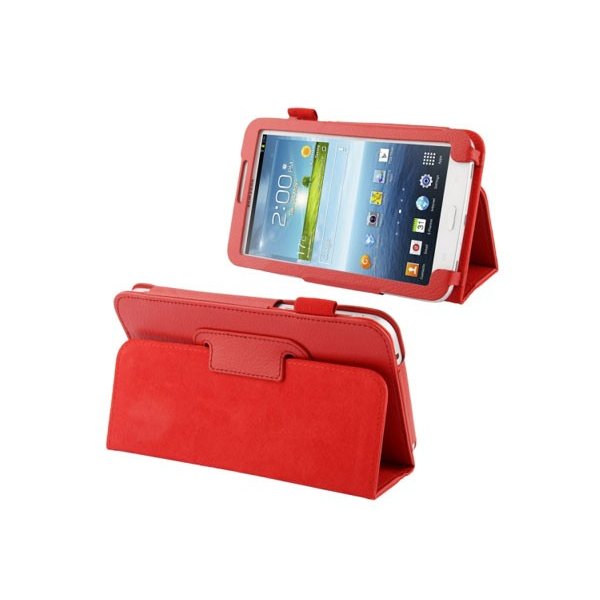 CUSTODIA BOOK PELLE CON STAND E PORTA PENNA per SAMSUNG P3200 GALAXY TAB 3 7.0, P3210 7" POLLICI COLORE ROSSO