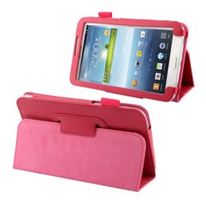 CUSTODIA BOOK PELLE CON STAND E PORTA PENNA per SAMSUNG P3200 GALAXY TAB 3 7.0, P3210 7" POLLICI COLORE FUCSIA