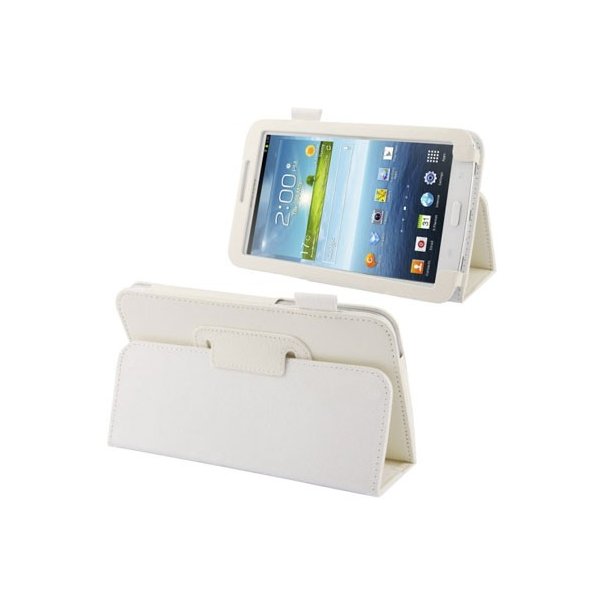 CUSTODIA BOOK PELLE CON STAND E PORTA PENNA per SAMSUNG P3200 GALAXY TAB 3 7.0, P3210 7" POLLICI COLORE BIANCO