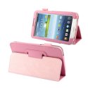 CUSTODIA BOOK PELLE CON STAND E PORTA PENNA per SAMSUNG P3200 GALAXY TAB 3 7.0, P3210 7" POLLICI COLORE ROSA