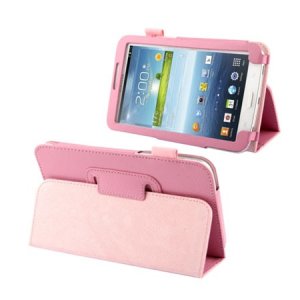 CUSTODIA BOOK PELLE CON STAND E PORTA PENNA per SAMSUNG P3200 GALAXY TAB 3 7.0, P3210 7" POLLICI COLORE ROSA