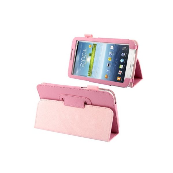 CUSTODIA BOOK PELLE CON STAND E PORTA PENNA per SAMSUNG P3200 GALAXY TAB 3 7.0, P3210 7" POLLICI COLORE ROSA