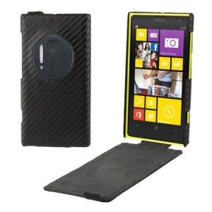 CUSTODIA VERTICALE SLIM FLIP per NOKIA LUMIA 1020, EOS, 909, RM-875, RM-877, RM-876 COLORE NERO CARBON