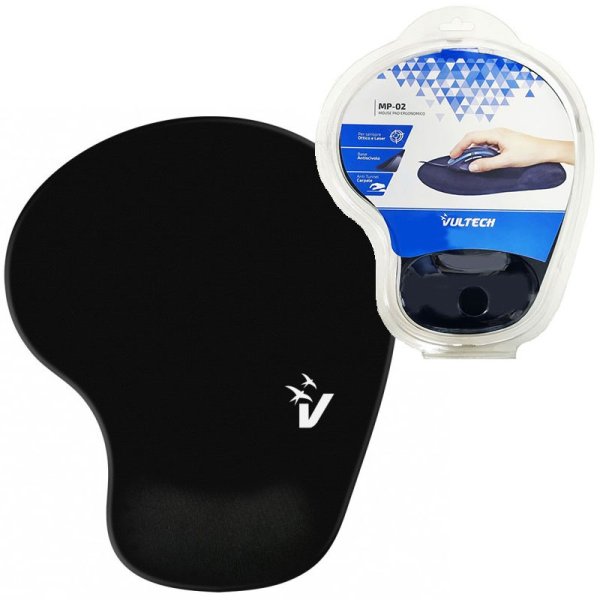 TAPPETINO PER MOUSE CON POGGIAPOLSO IN GEL E FONDO ANTISCIVOLO COLORE NERO MP-02N VULTECH BLISTER