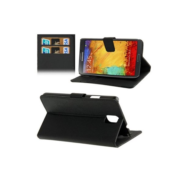 CUSTODIA FLIP ORIZZONTALE per SAMSUNG GALAXY NOTE 3, N9000, N9002, N9005 CON STAND E PORTA CARTE COLORE NERO