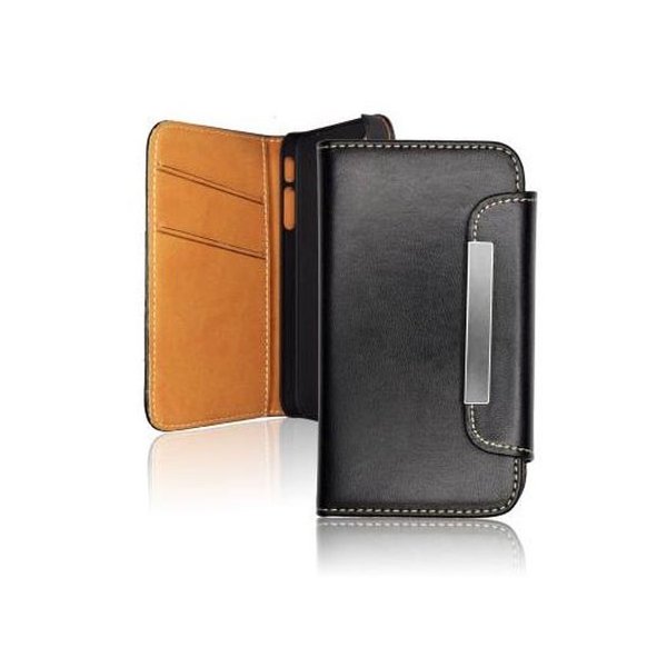 CUSTODIA FLIP ORIZZONTALE WALLET per APPLE IPHONE 5c CON PORTA CARTE COLORE NERO