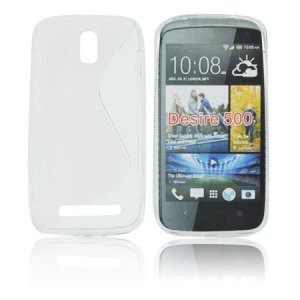 CUSTODIA GEL TPU SILICONE DOUBLE per HTC DESIRE 500 COLORE BIANCO-TRASPARENTE