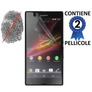 PELLICOLA PROTEGGI DISPLAY ANTI IMPRONTA SONY XPERIA Z1, C6902, C6903, C6906, C6943, L39H, HONAMI CONFEZIONE 2 PEZZI