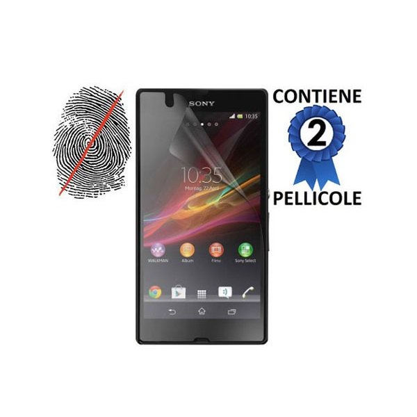 PELLICOLA PROTEGGI DISPLAY ANTI IMPRONTA SONY XPERIA Z1, C6902, C6903, C6906, C6943, L39H, HONAMI CONFEZIONE 2 PEZZI