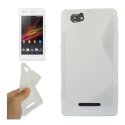 CUSTODIA GEL TPU SILICONE DOUBLE per SONY XPERIA M, C1904, C1905, C2004, C2005 COLORE BIANCO-TRASPARENTE