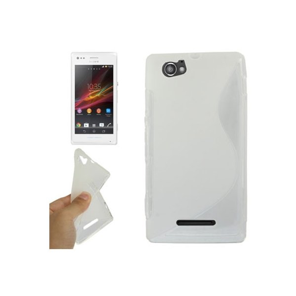 CUSTODIA GEL TPU SILICONE DOUBLE per SONY XPERIA M, C1904, C1905, C2004, C2005 COLORE BIANCO-TRASPARENTE