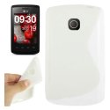 CUSTODIA GEL TPU SILICONE DOUBLE per LG OPTIMUS L1 II, E410 COLORE BIANCO-TRASPARENTE