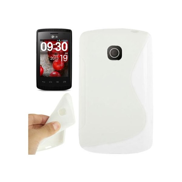 CUSTODIA GEL TPU SILICONE DOUBLE per LG OPTIMUS L1 II, E410 COLORE BIANCO-TRASPARENTE