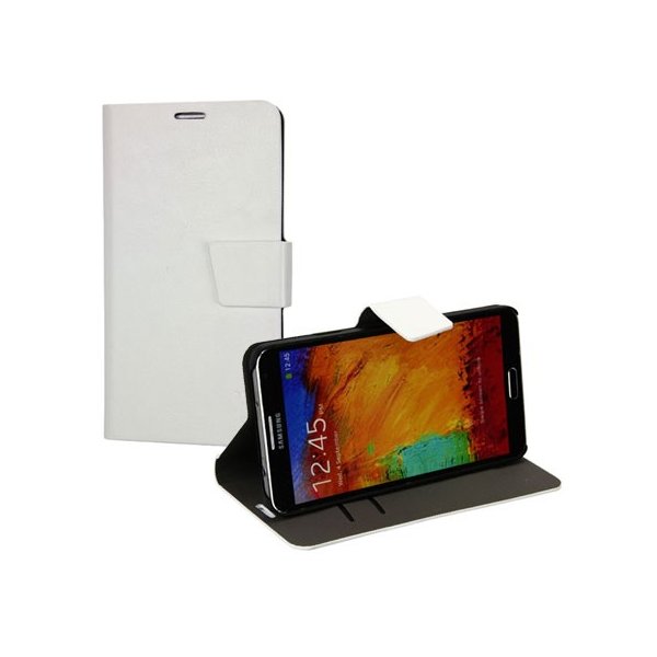 CUSTODIA FLIP ORIZZONTALE PELLE per SAMSUNG GALAXY NOTE 3, N9000, N9002, N9005 CON STAND E PORTA CARTE COLORE BIANCO