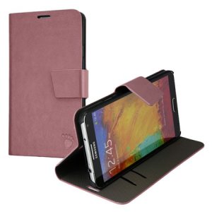 CUSTODIA FLIP ORIZZONTALE PELLE per SAMSUNG GALAXY NOTE 3, N9000, N9002, N9005 CON STAND E PORTA CARTE COLORE ROSA