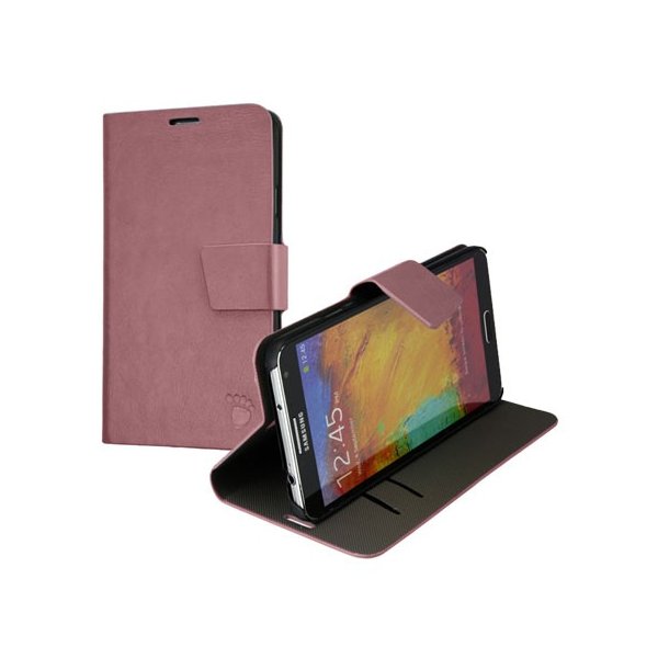 CUSTODIA FLIP ORIZZONTALE PELLE per SAMSUNG GALAXY NOTE 3, N9000, N9002, N9005 CON STAND E PORTA CARTE COLORE ROSA