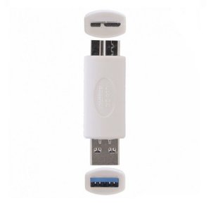 ADATTATORE DA USB MASCHIO A MICRO USB 3.0  per SAMSUNG N9000 GALAXY NOTE 3, G900 GALAXY S5 COLORE BIANCO