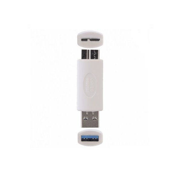 ADATTATORE DA USB MASCHIO A MICRO USB 3.0  per SAMSUNG N9000 GALAXY NOTE 3, G900 GALAXY S5 COLORE BIANCO