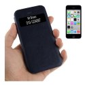 CUSTODIA FLIP ORIZZONTALE PELLE per APPLE IPHONE 5c CON FINESTRA IDENTIFICATIVO CHIAMANTE COLORE BLU