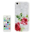 CUSTODIA BACK RIGIDA per APPLE IPHONE 5c FANTASIA ROSE ROSSE SU SFONDO BIANCO