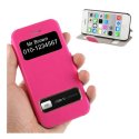 CUSTODIA FLIP ORIZZONTALE per APPLE IPHONE 5c CON DOPPIA FINESTRA IDENTIFICATIVO CHIAMANTE E STAND COLORE FUCSIA