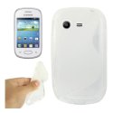 CUSTODIA GEL TPU SILICONE DOUBLE per SAMSUNG S5310 GALAXY POCKET NEO, S5312 COLORE BIANCO-TRASPARENTE