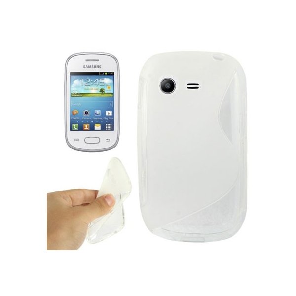 CUSTODIA GEL TPU SILICONE DOUBLE per SAMSUNG S5310 GALAXY POCKET NEO, S5312 COLORE BIANCO-TRASPARENTE