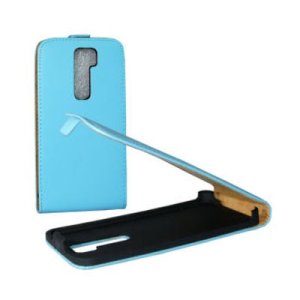 CUSTODIA FLIP SLIM VERTICALE PELLE per LG OPTIMUS G2, D802, D802TA, D803 COLORE AZZURRO