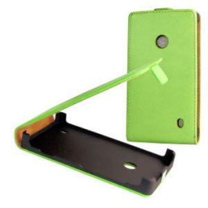 CUSTODIA FLIP SLIM VERTICALE PELLE per NOKIA LUMIA 520, LUMIA 525 COLORE VERDE