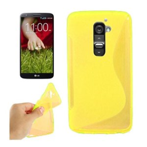 CUSTODIA GEL TPU SILICONE DOUBLE per LG OPTIMUS G2, D802, D802TA, D803 COLORE GIALLO