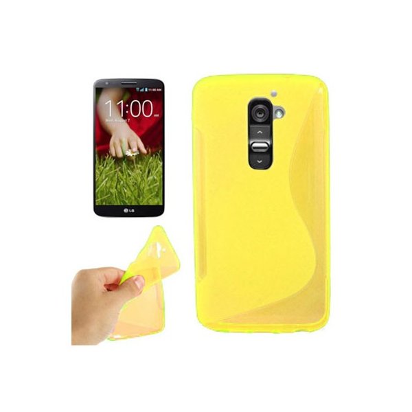 CUSTODIA GEL TPU SILICONE DOUBLE per LG OPTIMUS G2, D802, D802TA, D803 COLORE GIALLO