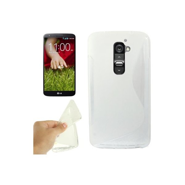 CUSTODIA GEL TPU SILICONE DOUBLE per LG OPTIMUS G2, D802, D802TA, D803 COLORE BIANCO-TRASPARENTE