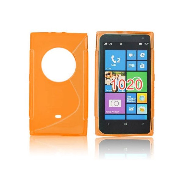 CUSTODIA GEL TPU SILICONE DOUBLE per NOKIA LUMIA 1020, EOS, 909, RM-875, RM-877, RM-876 COLORE ARANCIONE