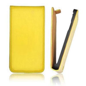 CUSTODIA VERTICALE SLIM FLIP PELLE per NOKIA ASHA 501 COLORE GIALLO