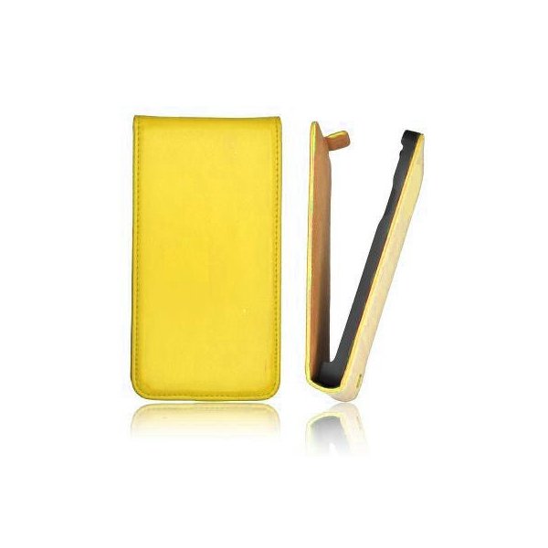 CUSTODIA VERTICALE SLIM FLIP PELLE per NOKIA ASHA 501 COLORE GIALLO