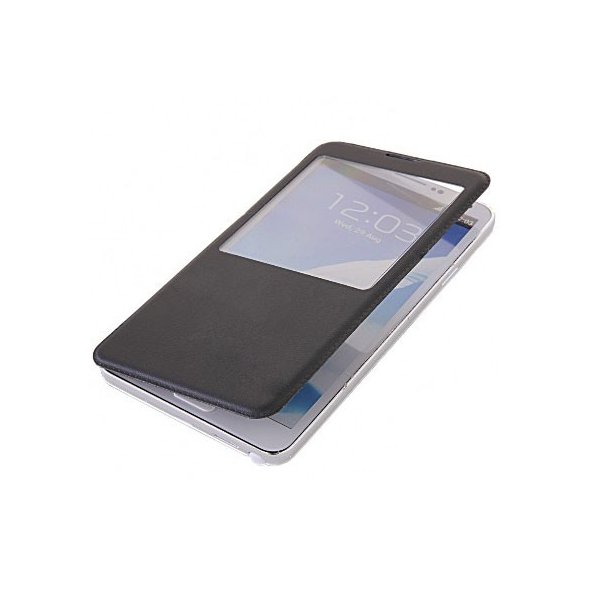 CUSTODIA FLIP ORIZZONTALE per SAMSUNG GALAXY NOTE 3, N9000 CON FINESTRA IDENTIFICATIVO CHIAMANTE COLORE NERO