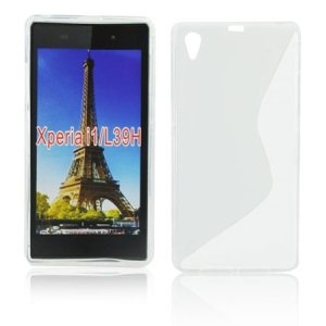 CUSTODIA GEL TPU SILICONE DOUBLE per SONY XPERIA Z1, C6902, C6903, C6906, C6943, L39H, HONAMI COLORE BIANCO-TRASPARENTE