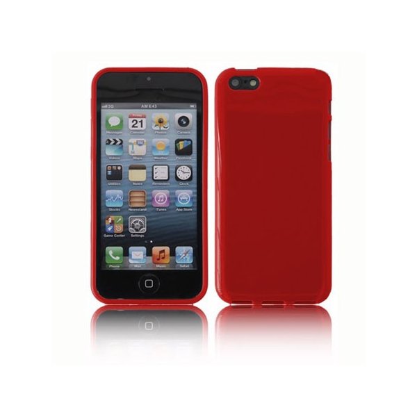 CUSTODIA GEL TPU SILICONE LUCIDA per APPLE IPHONE 5c COLORE ROSSO