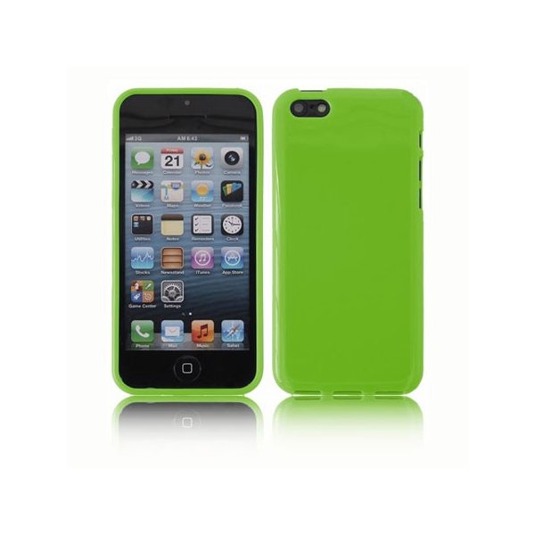 CUSTODIA GEL TPU SILICONE LUCIDA per APPLE IPHONE 5c COLORE VERDE