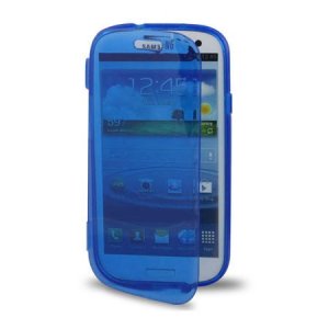 CUSTODIA GEL TPU SILICONE FLIP BOOK per SAMSUNG I8260 GALAXY CORE, I8262 COLORE BLU