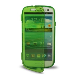 CUSTODIA GEL TPU SILICONE FLIP BOOK per SAMSUNG I8260 GALAXY CORE, I8262 COLORE VERDE