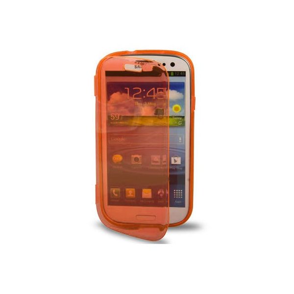 CUSTODIA GEL TPU SILICONE FLIP BOOK per SAMSUNG I8260 GALAXY CORE, I8262 COLORE ARANCIONE