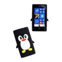 CUSTODIA GEL TPU SILICONE per NOKIA LUMIA 520, LUMIA 525 FANTASIA PINGUINO COLORE NERO