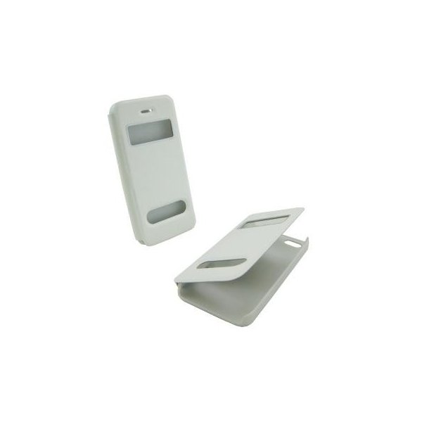 CUSTODIA FLIP ORIZZONTALE per APPLE IPHONE 5, 5s CON DOPPIA FINESTRA IDENTIFICATIVO CHIAMANTE COLORE BIANCO