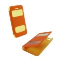 CUSTODIA FLIP ORIZZONTALE per APPLE IPHONE 5c CON DOPPIA FINESTRA IDENTIFICATIVO CHIAMANTE COLORE ARANCIONE