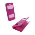 CUSTODIA FLIP ORIZZONTALE per APPLE IPHONE 5c CON DOPPIA FINESTRA IDENTIFICATIVO CHIAMANTE COLORE ROSA