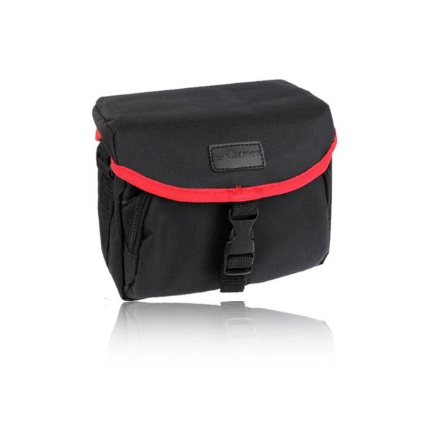 BORSA UNIVERSALE MISURA SMALL PER VIDEOCAMERE E FOTOCAMERE CON TASCHE INTERNE COLORE NERO E ROSSO