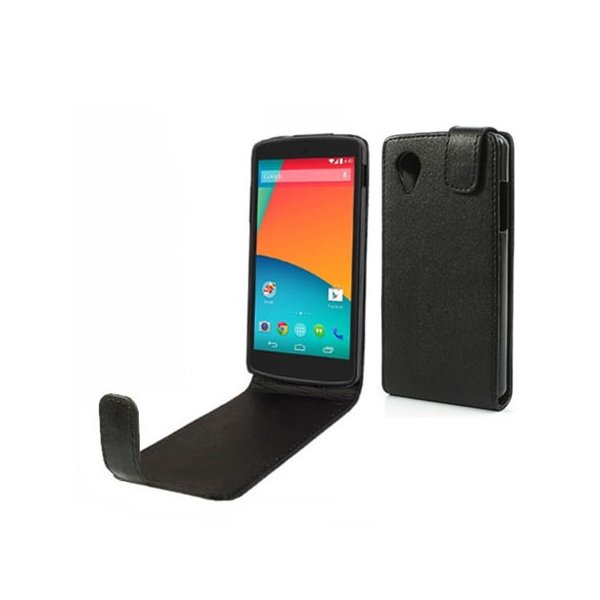 CUSTODIA per LG NEXUS 5 (D820) FLIP VERTICALE SIMILPELLE COLORE NERO