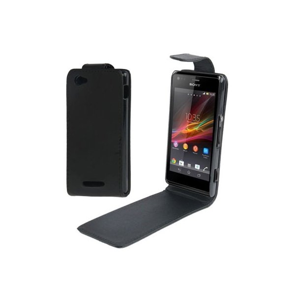 CUSTODIA FLIP VERTICALE PELLE per SONY XPERIA M, C1904, C1905, C2004, C2005 COLORE NERO